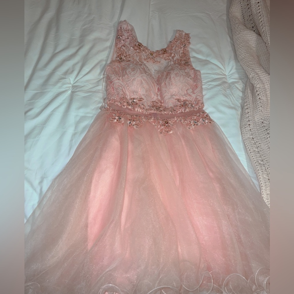Baby Pink Aspeed (above knee) Rhinestone dress.